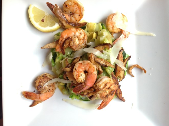 Black Pepper Shrimp and Zucchini Fettuccine